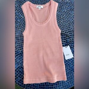 🌵AGOLDE poppy Organic Ribbed Scoop Neck Tank Top Grapefruit Pink | XS | NWT